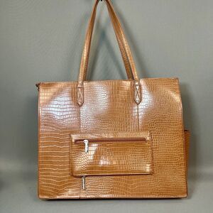 BÉIS Work Bag With Removable Pouch Croc Embossed PU. Egan Leather NWOT